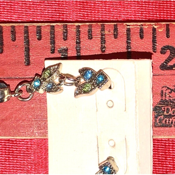 Vtg 2003 VCLM Noblesse Austrian Crystal Teal Turquoise Choker Earrings Set NIP - Picture 11 of 12